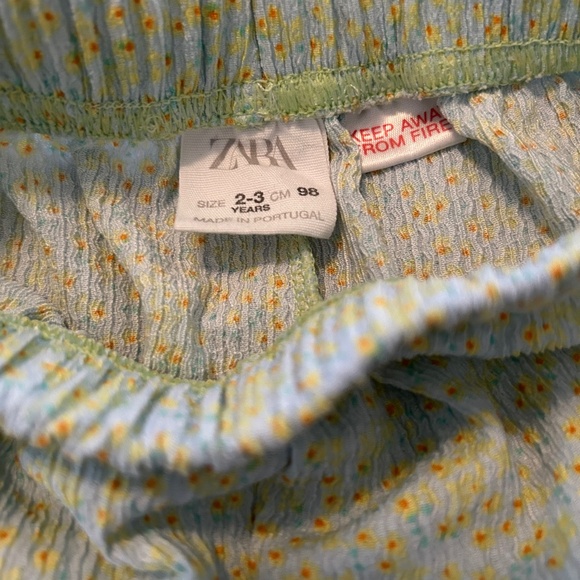 Zara Blue/Green Floral Pull-On Wide Leg Pants for Girls Size 2-3 Years Trendy! - Picture 3 of 3